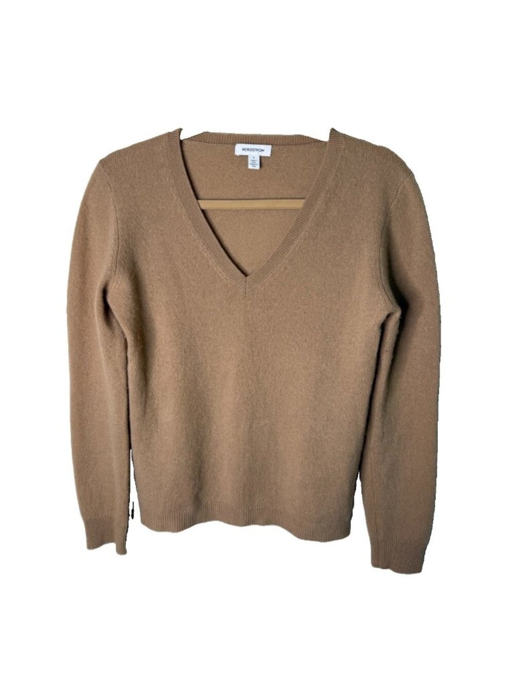 Nordstrom Cashmere Sweater Soft V Neck Brown Luxe